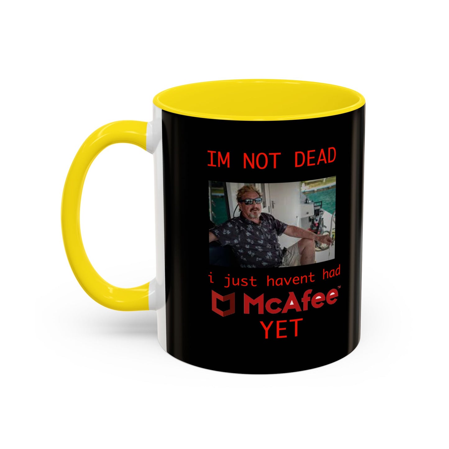 Bad Trip Coffee Mug — Funny McAfee Meme Accent Mug (11/15oz)